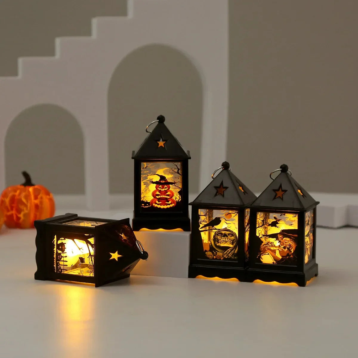 Halloween Storm Lantern LED Pumpkin Lamp Night Light