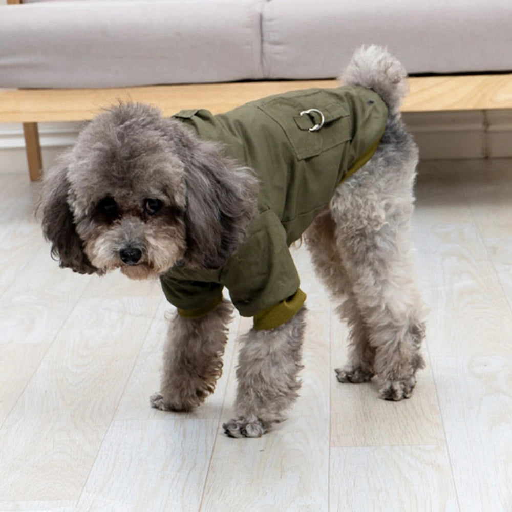Dog Jacket With Harness Winter Coat Heavy Warm Hoodie Vest Windproof Outdoor