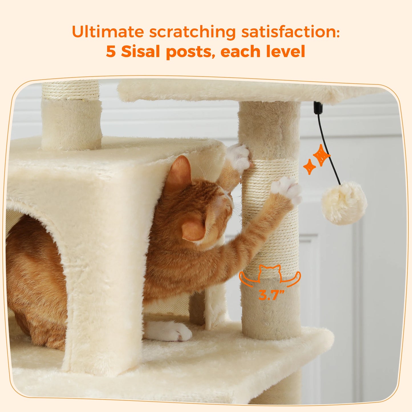 Large Cat Tree Tower Indoor Cats With Sisal Posts Hammock