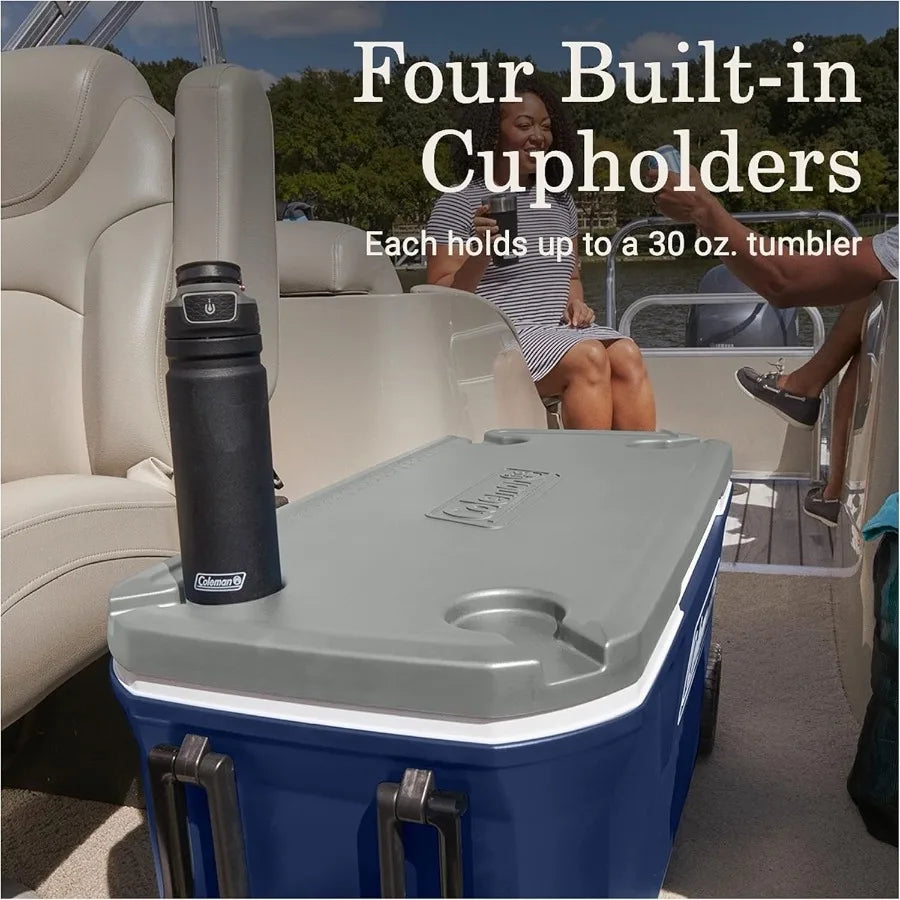 Classic Rolling Insulated Cooler With Wheels Keeps Ice Up To 5 Days 100 Quart