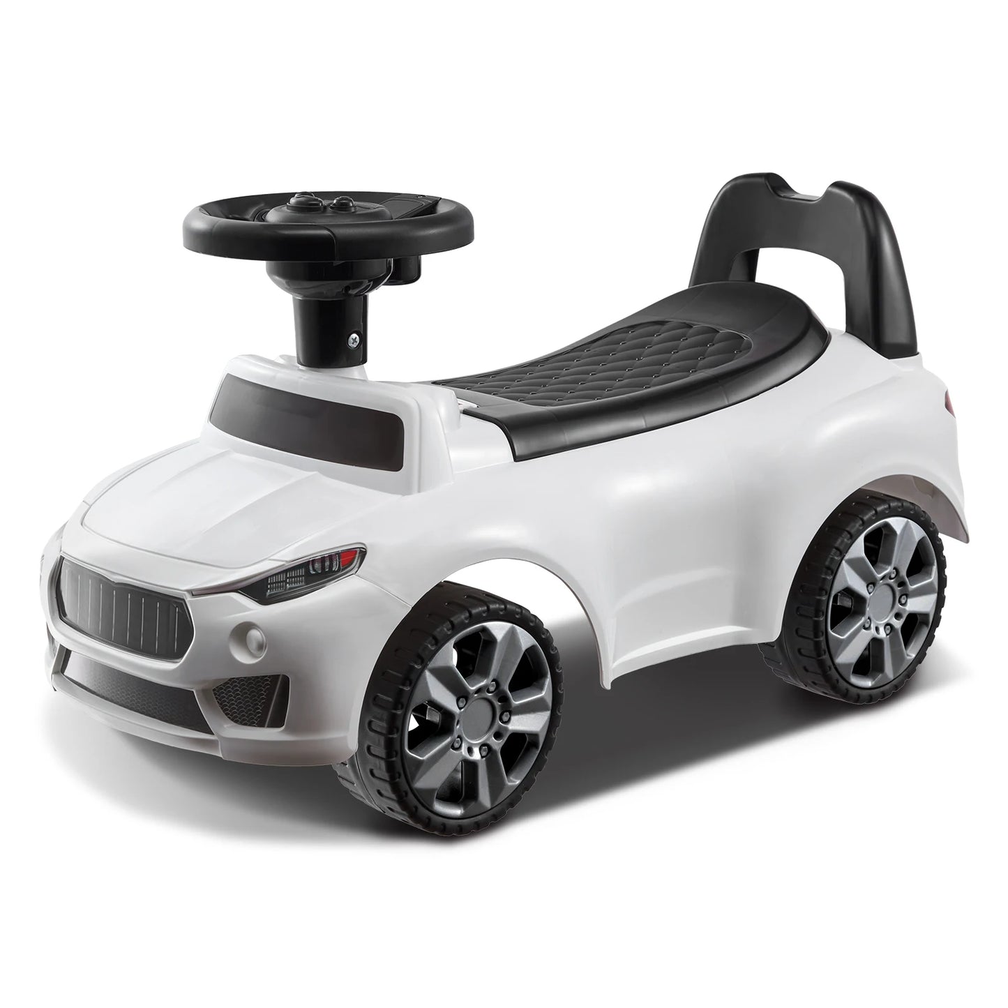 SucceBuy White Pink Ride On Push Car Classic Kids Sports Toy Car with Music Steering Wheel for Toddlers