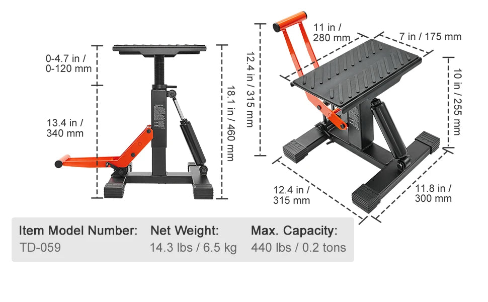 SucceBuy Motorcycle Lift Stand 440Lb Hydraulic Jack For Dirt Bike Repair