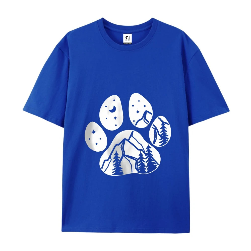 90s White Short Sleeve Y2K Harajuku Graphic Tee Women Dogs Paw Print Mom