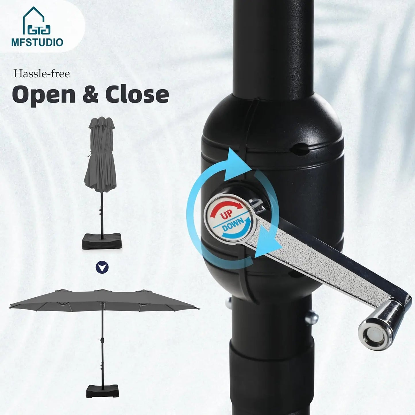 15Ft Double Sided Patio Umbrella With Base Included Rectangular Umbrella Crank
