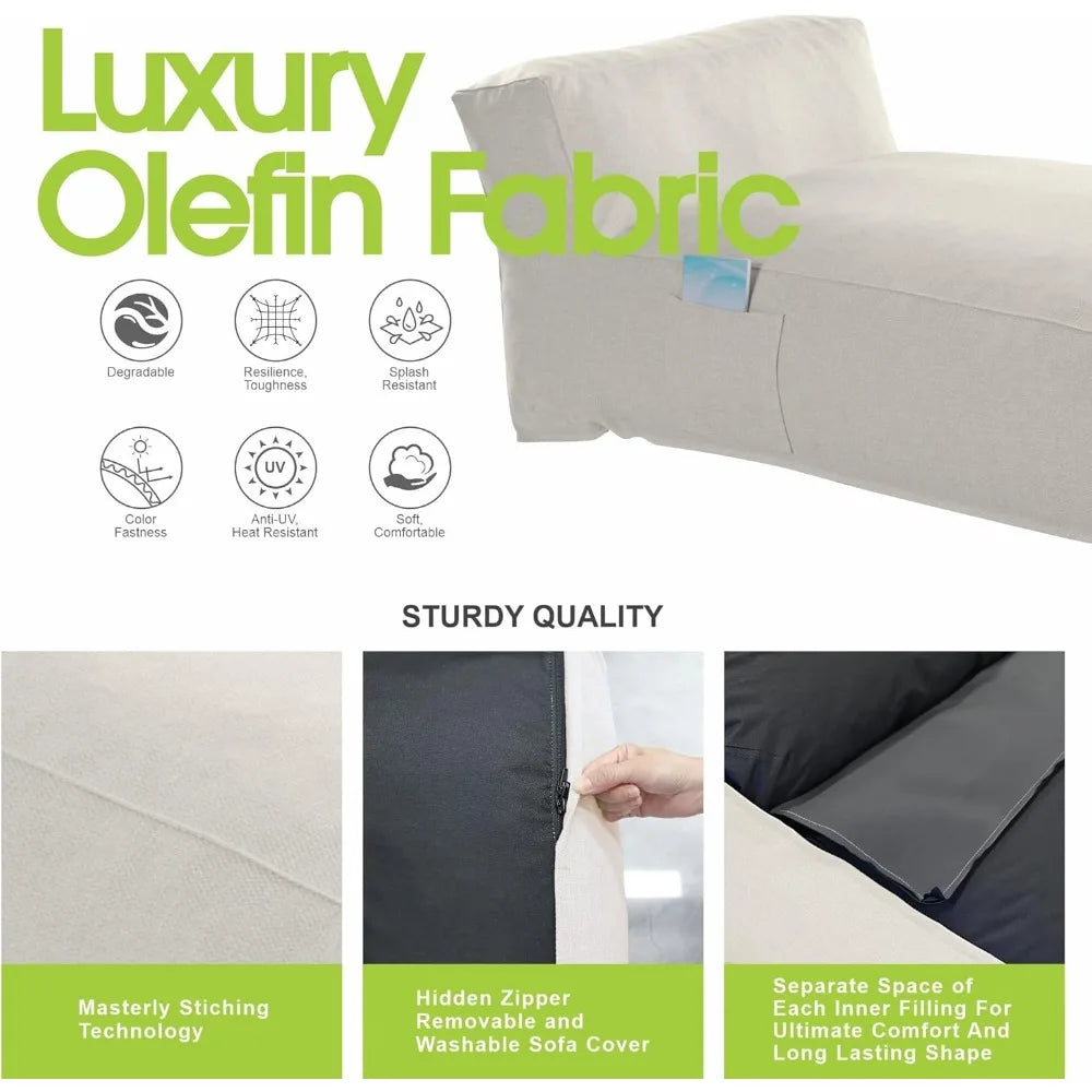 Outdoor Foam Filled Bean Bed Chair Sun Lounger for Patio and Pool