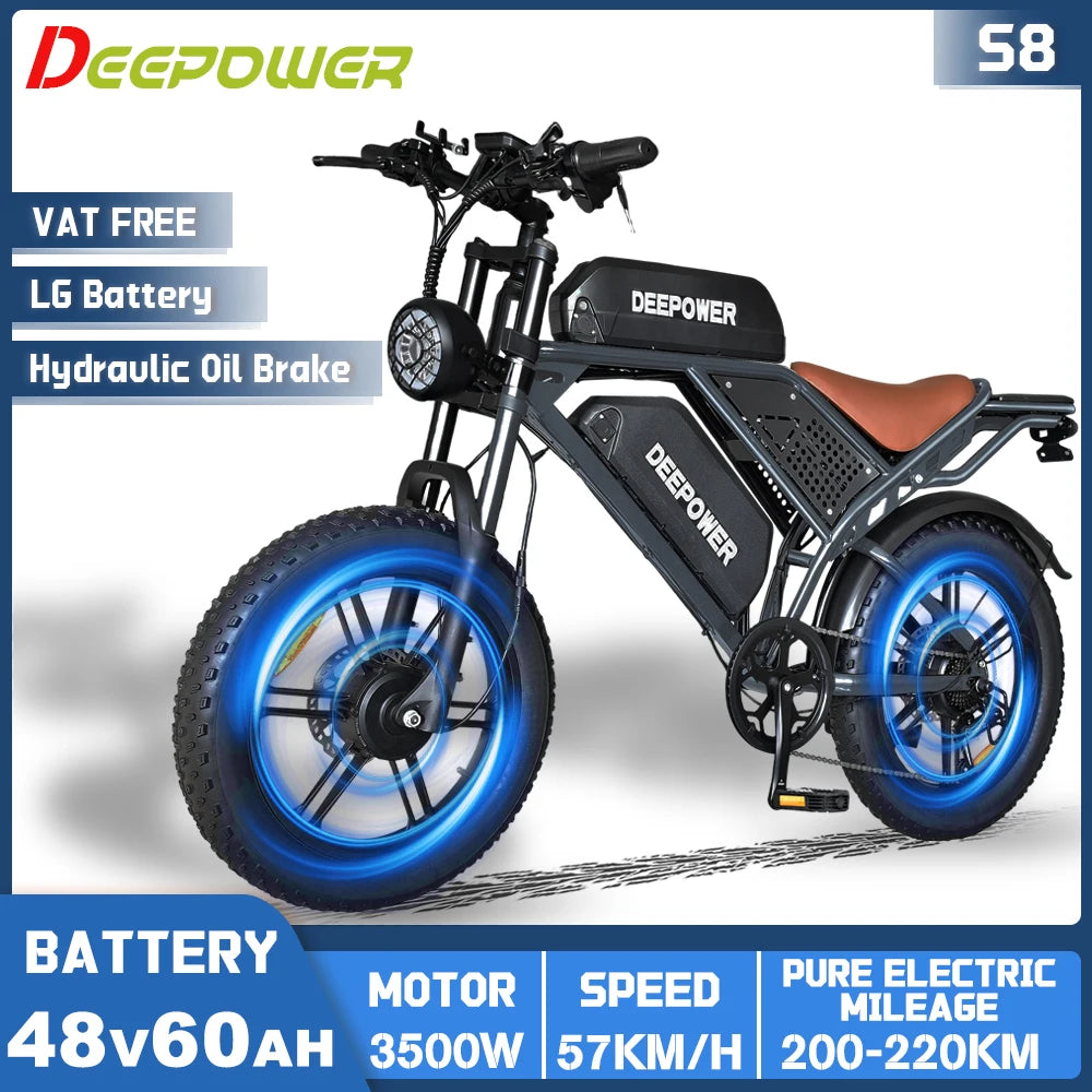 DeePower S8 3500W Dual Motor Electric Bike 48V 60Ah LG