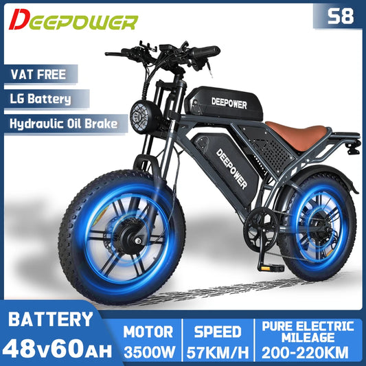 DeePower S8 3500W Dual Motor Electric Bike 48V 60Ah LG