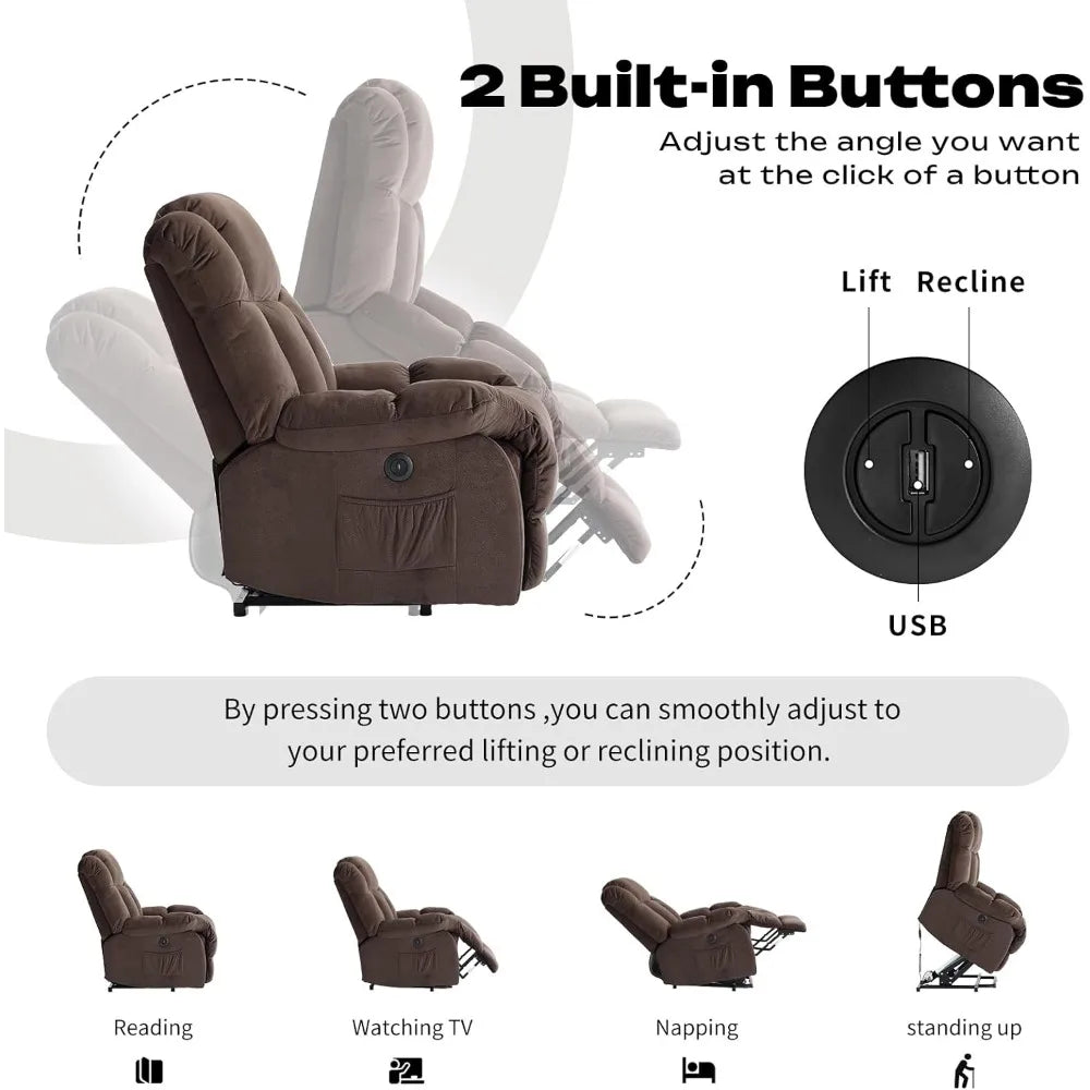 Power Lift Electric Recliner Chair For Elderly With Heavy Duty Antiskid Fabric