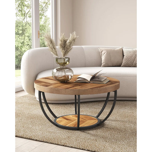 32 Circle Marble Coffee Table With Open Storage Gold Legs