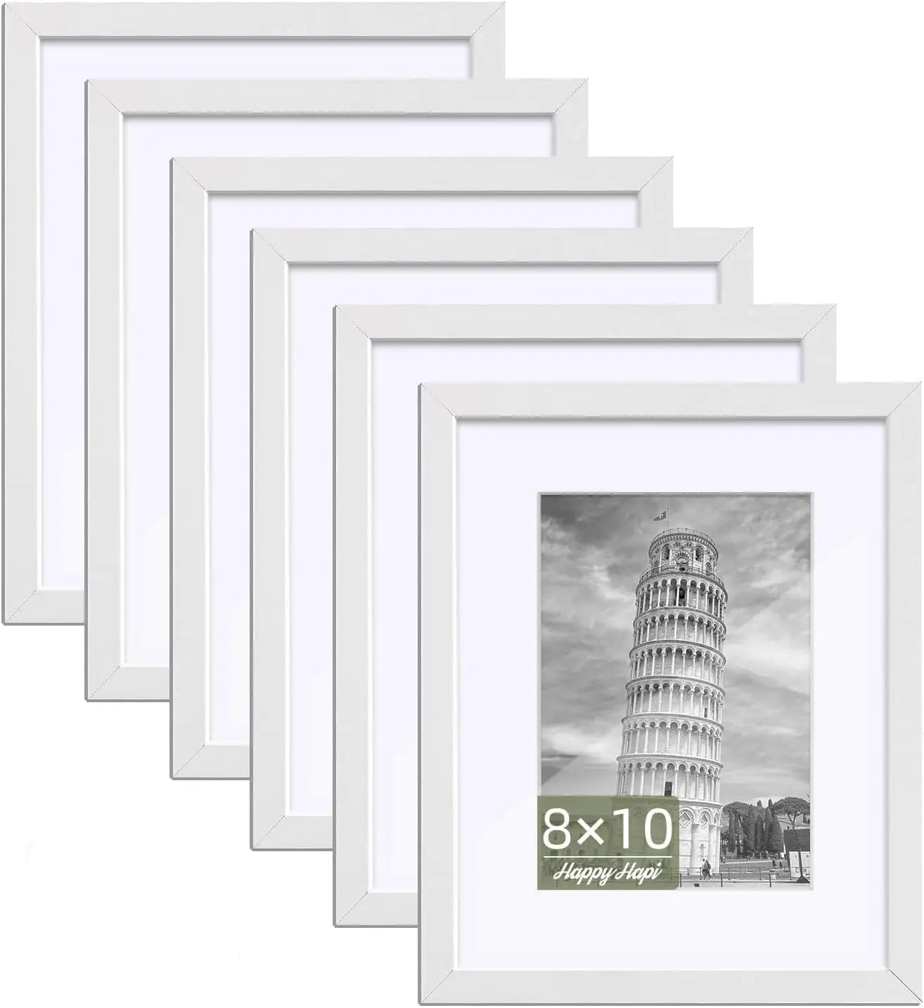Set Of 6 White 8x10 Picture Frames With Mat For 5x7 Photos Durable And Versatile