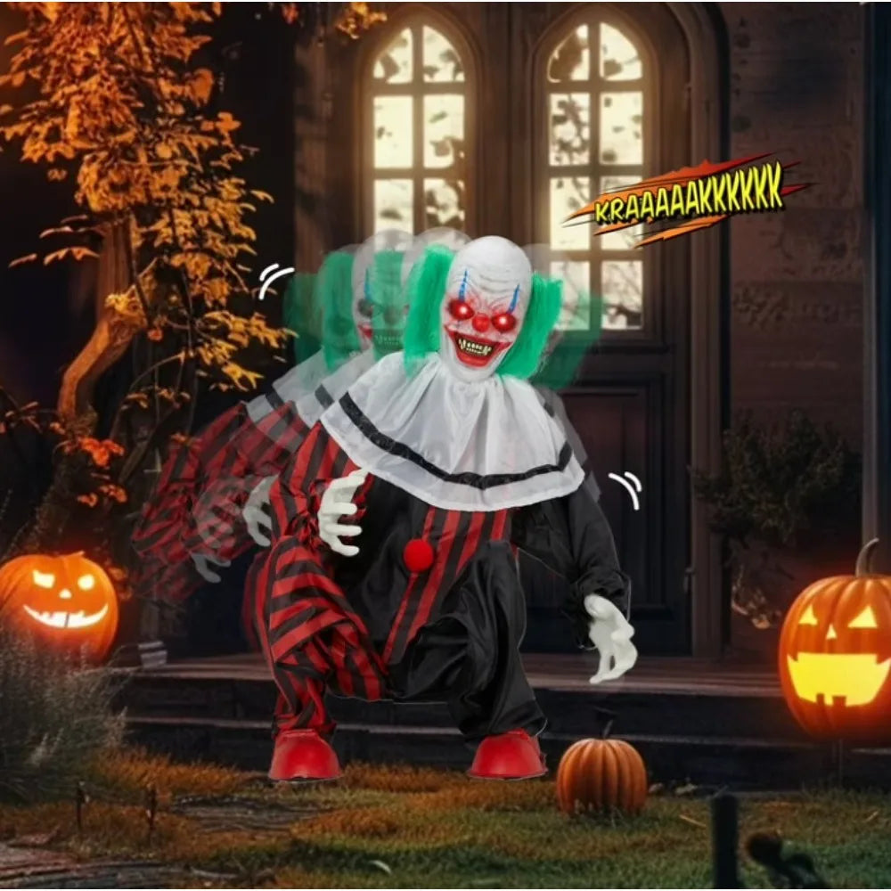 Halloween Clown 2.6ft Animatronic Shake Voice Control Decor