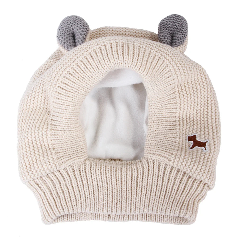 Knitted Pet Ear Muffs Noise Protection Winter Warmer For Medium Large Dogs Cats