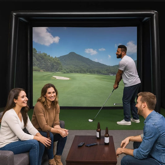 Portable Inflatable Golf Simulator Enclosure With Projection Screen
