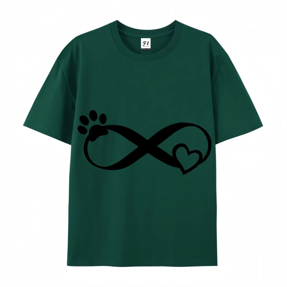 Women Dog Paw Print T Shirt Graphic Cartoon Cute Short Sleeve Tee