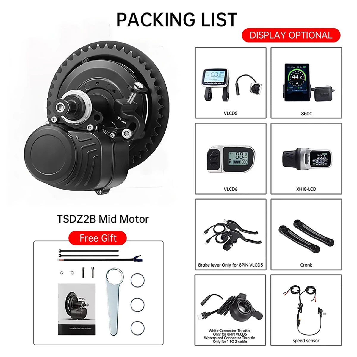 Tongsheng Mid Drive 52V 500W TSDZ2B E Bike Conversion Kit