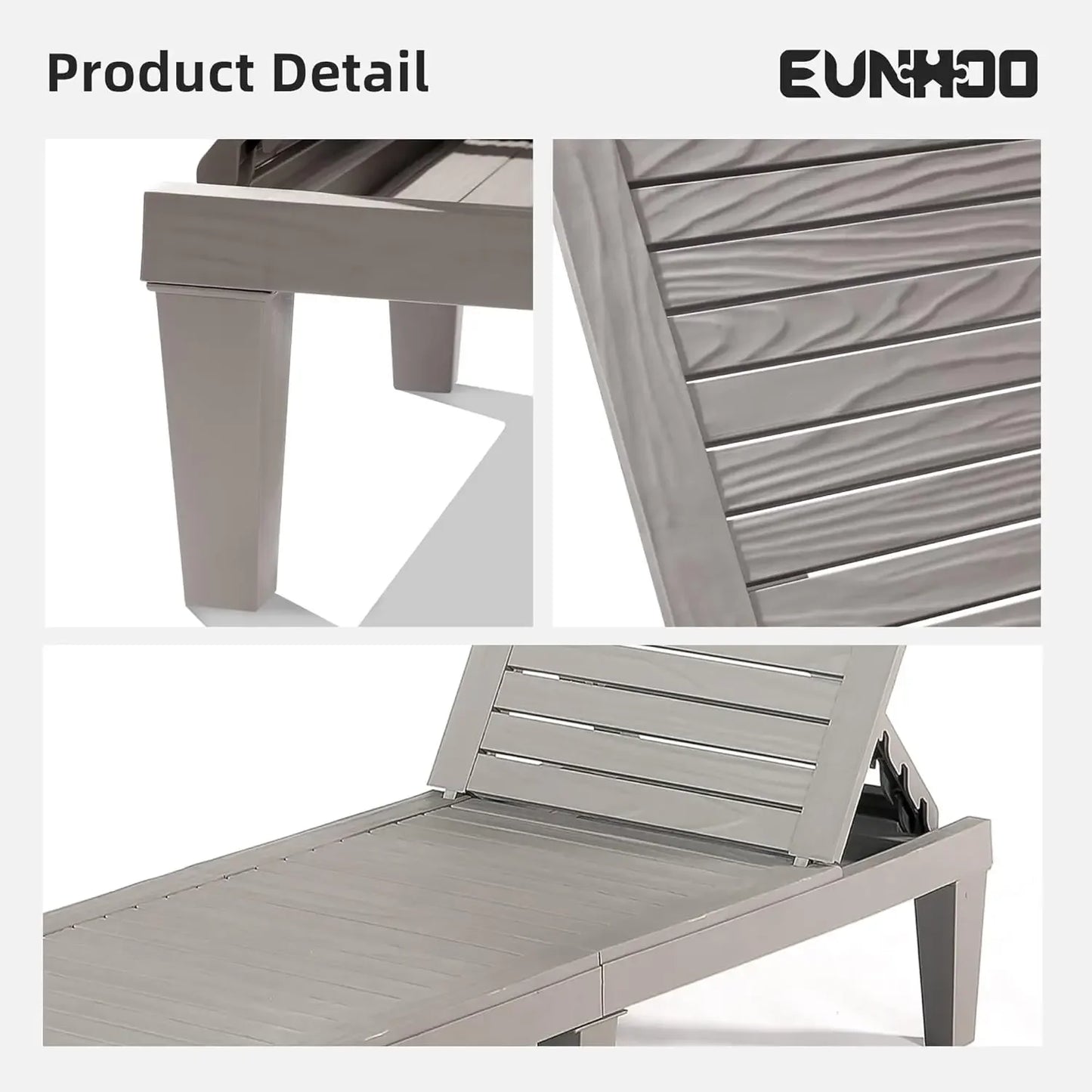 Outdoor Chaise Lounge Set of 2 Adjustable Pool Chairs With 5 Position Backrest