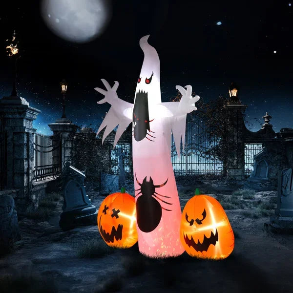 11.8ft Pumpkin Spider White Ghost Inflatable With LEDs