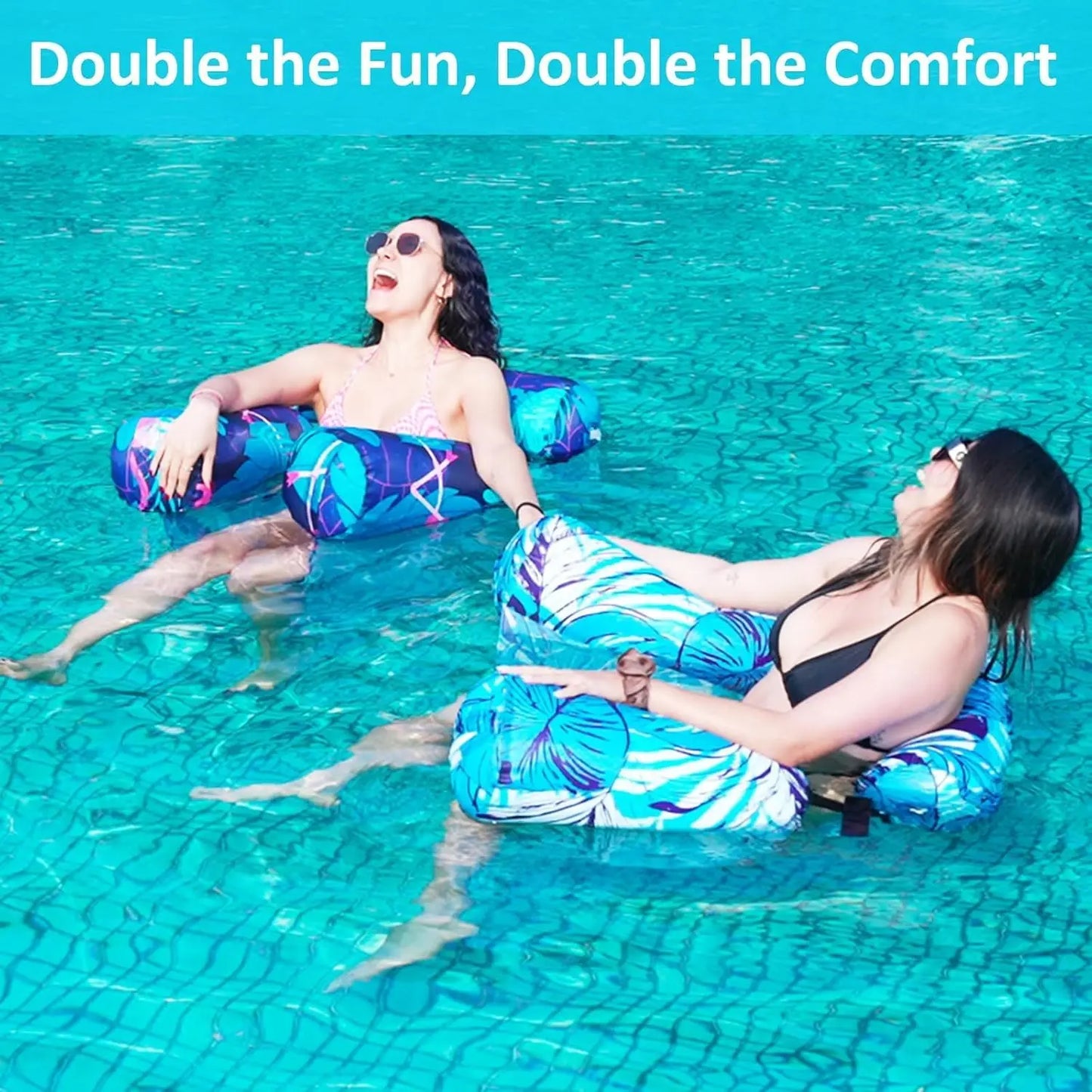 2 Pack Inflatable Pool Float Chairs for Adults With Backrests