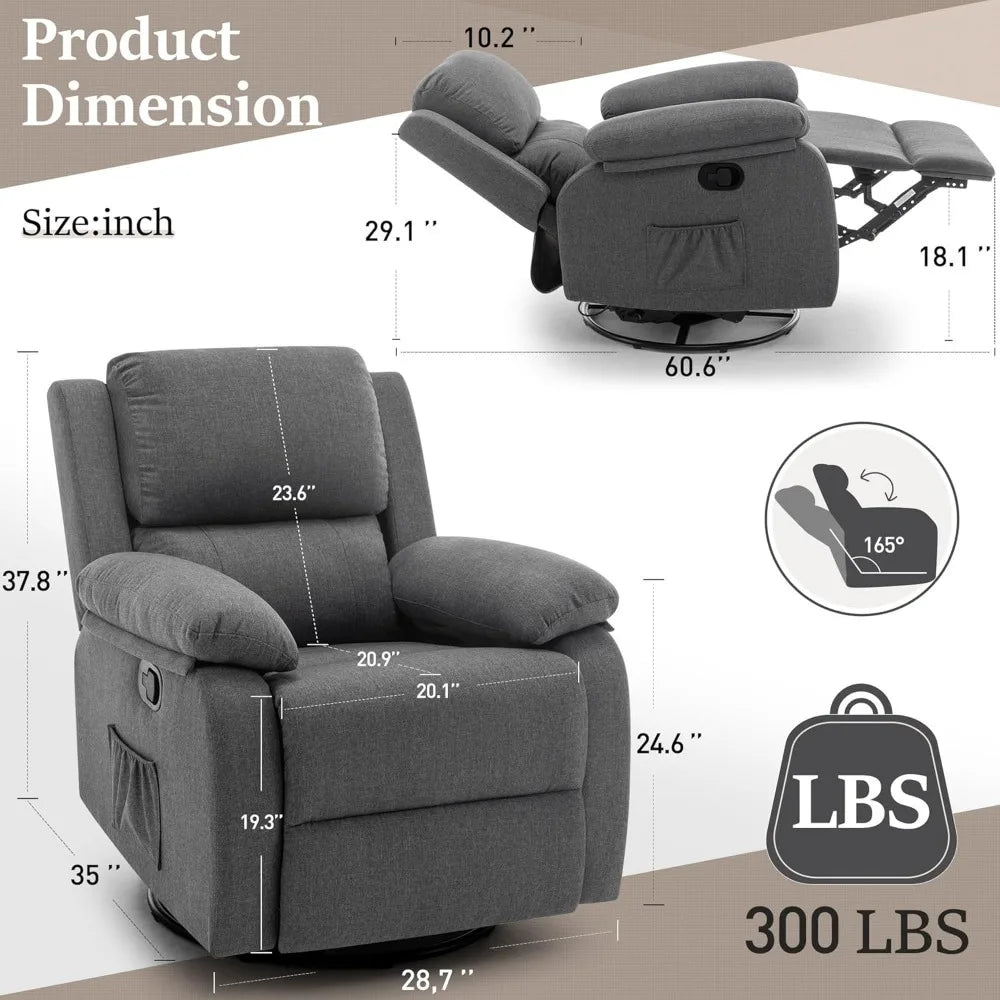 360 Degree Swivel Rocker Chair Glider For Small Spaces