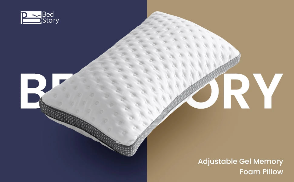 BedStory Cooling Pillows Queen Size Set of 2 Gel Memory Foam Pillows Medium Firm Pillows for Sleeping CertiPUR-US Certified
