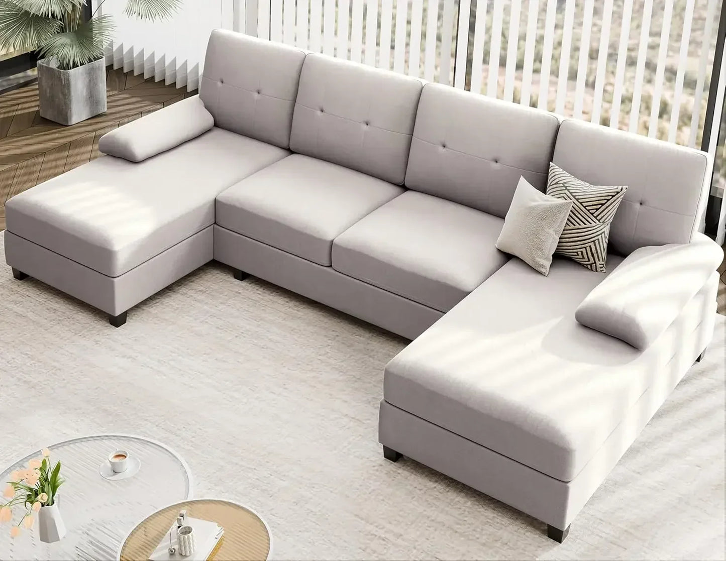 Sectional Sofa Couches for Living Room 4 Seat U Shaped