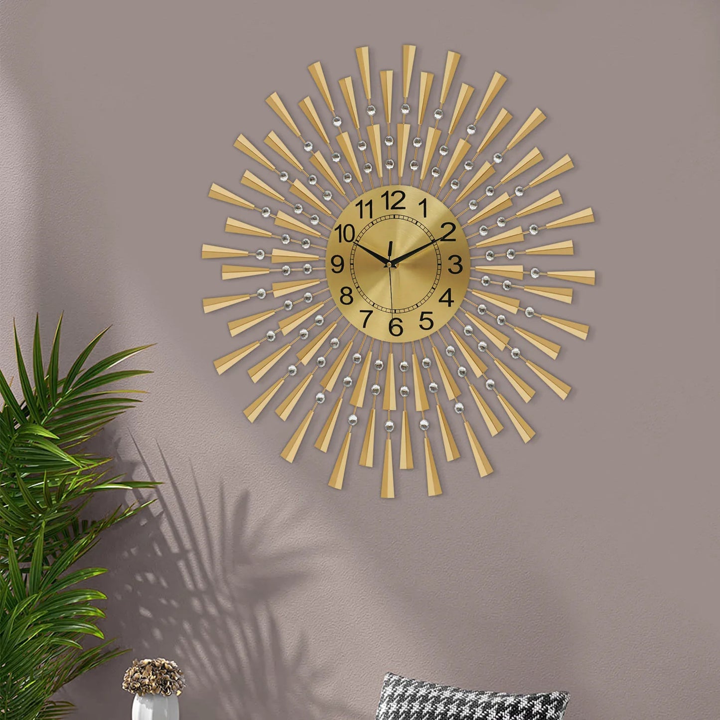 Large Wall Clocks for Living Room Decor Modern Gold Silent Battery Operated Non-Ticking Clock for Bedroom Kitchen Office