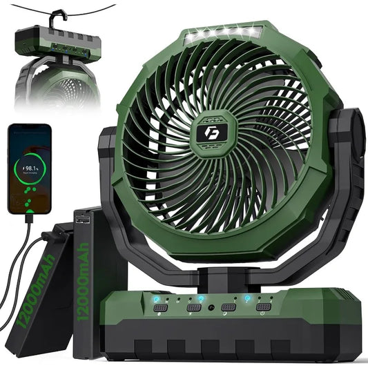 Three In One Camping Fan Portable Rechargeable With Remote