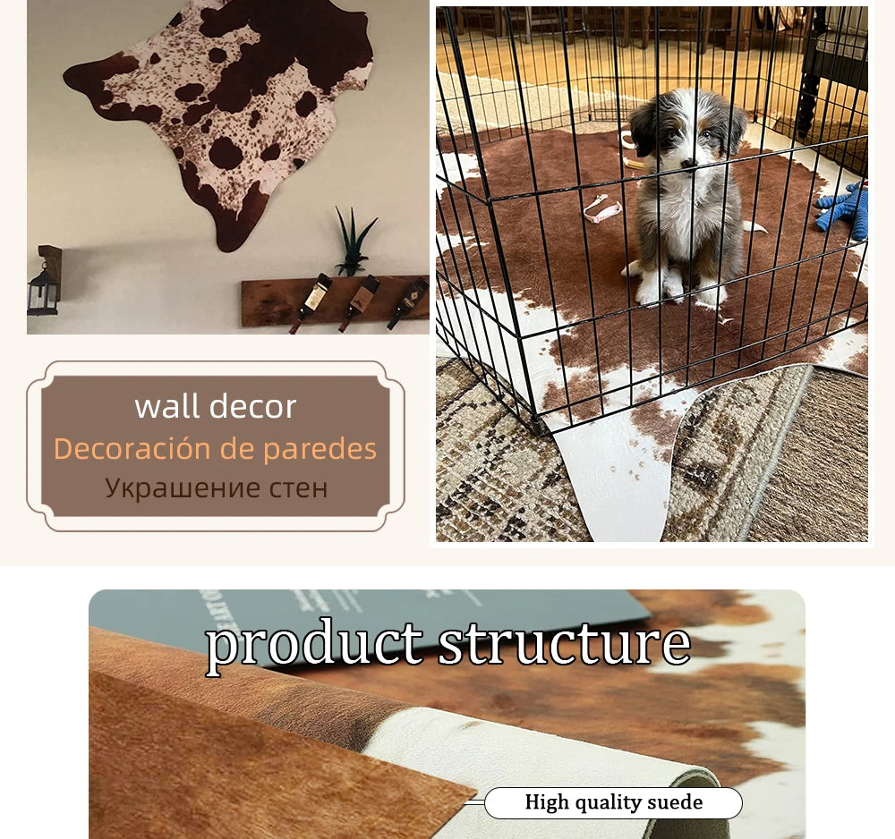 American Style Animal Print Faux Fur Cowhide Rug for Bedroom Living Room Carpet Home Decoration Floor Mats
