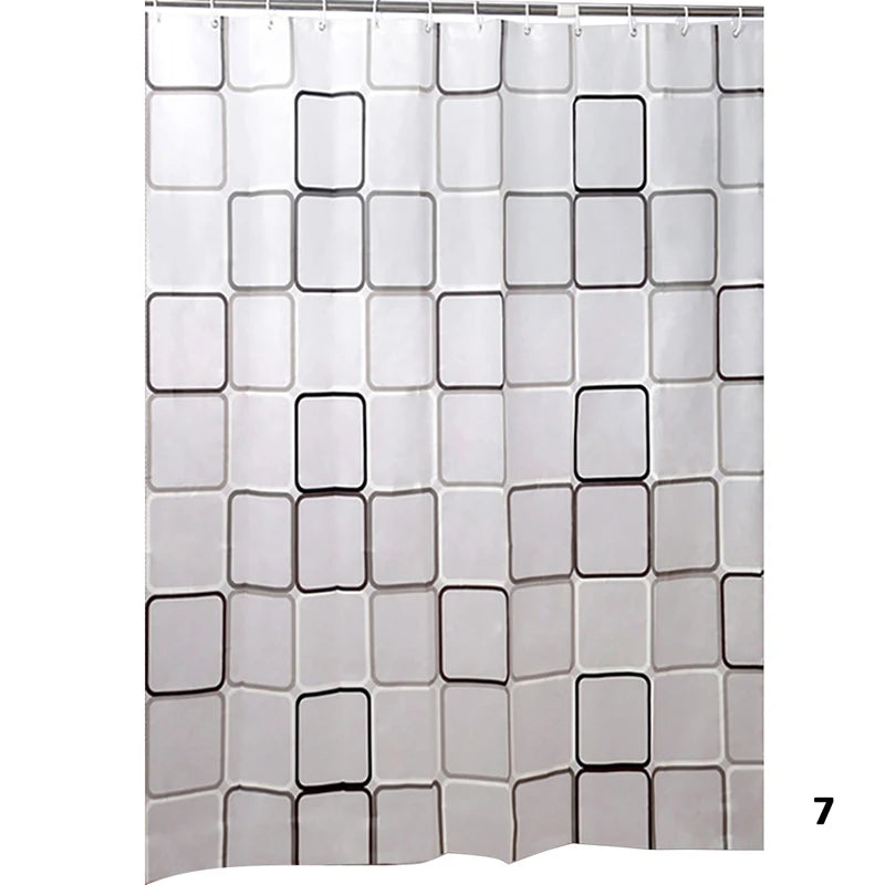 Waterproof PEVA Shower Curtain Set 12 Hooks 71x79 Inches