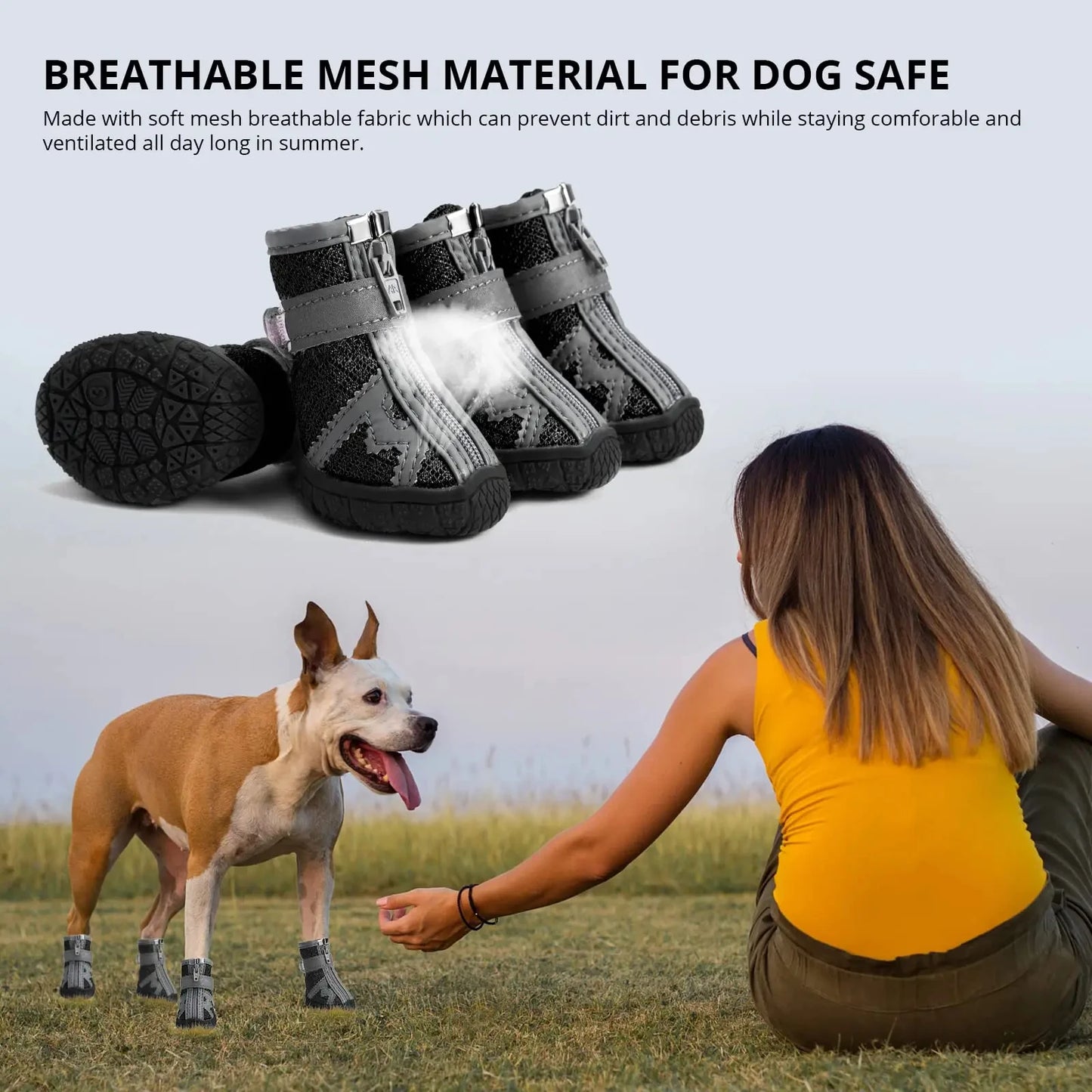 Waterproof Summer Dog Shoes 4 Pack Anti Slip Rain Booties For Small Pets