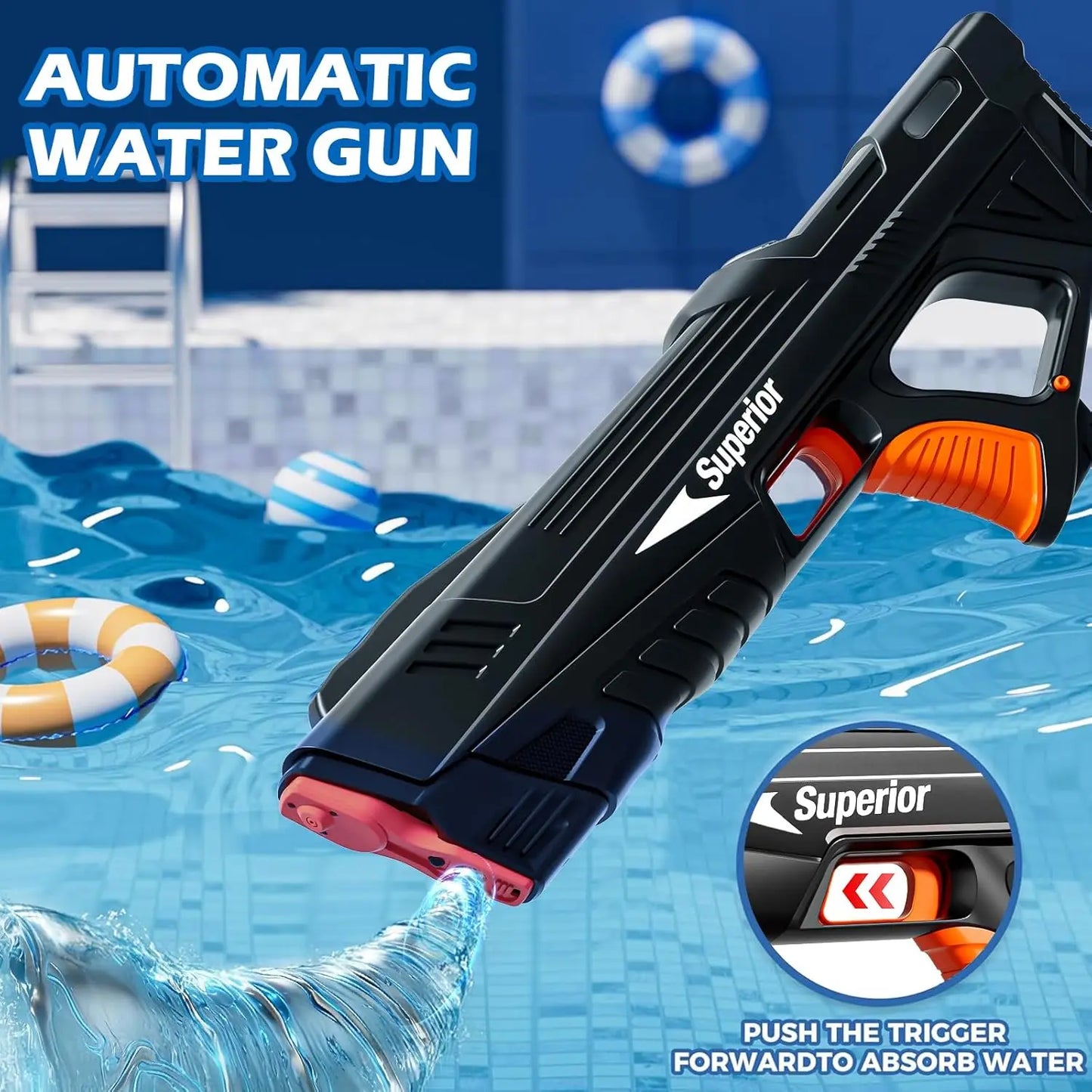 2 Pack Electric Water Guns Long Range Automatic Squirt Toy For Outdoor Pool Fun