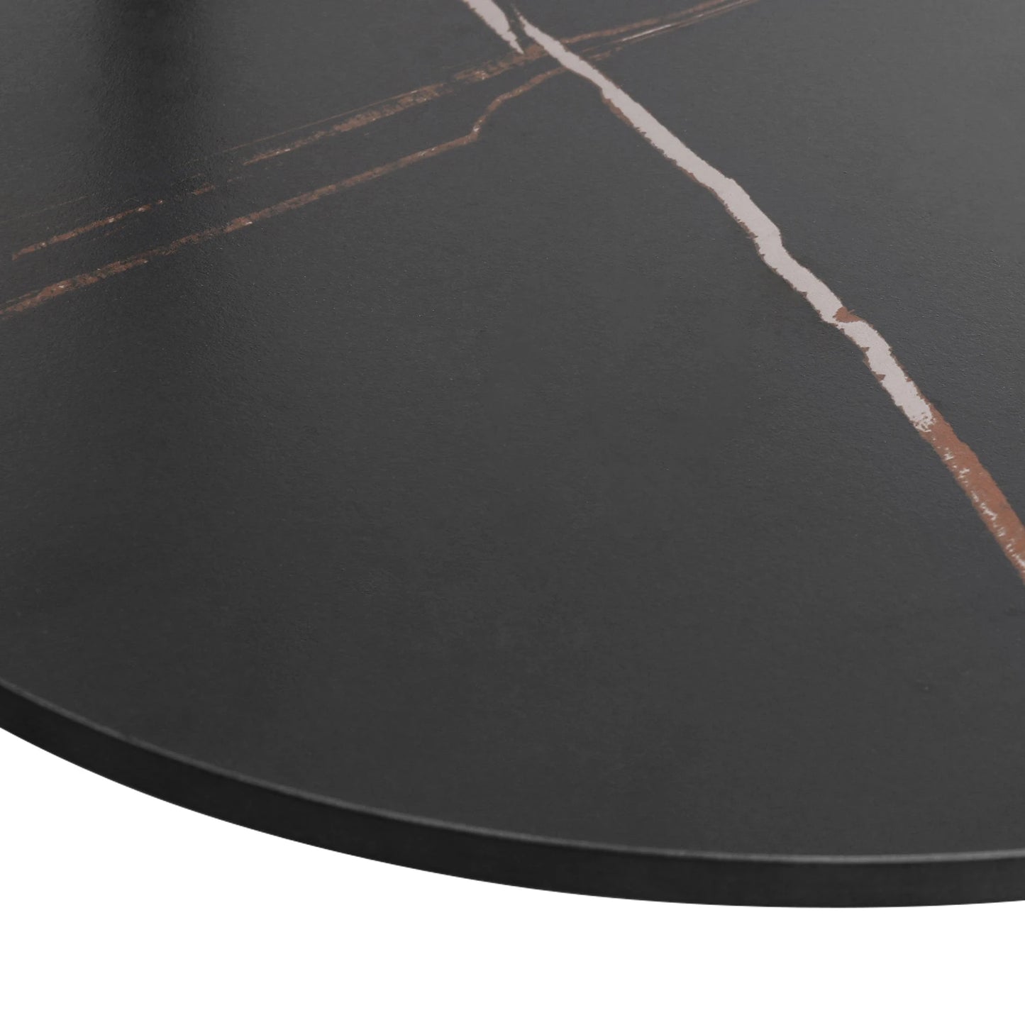 2 Tier Round Coffee Table With Sintered Stone Top And Metal Frame Living Room