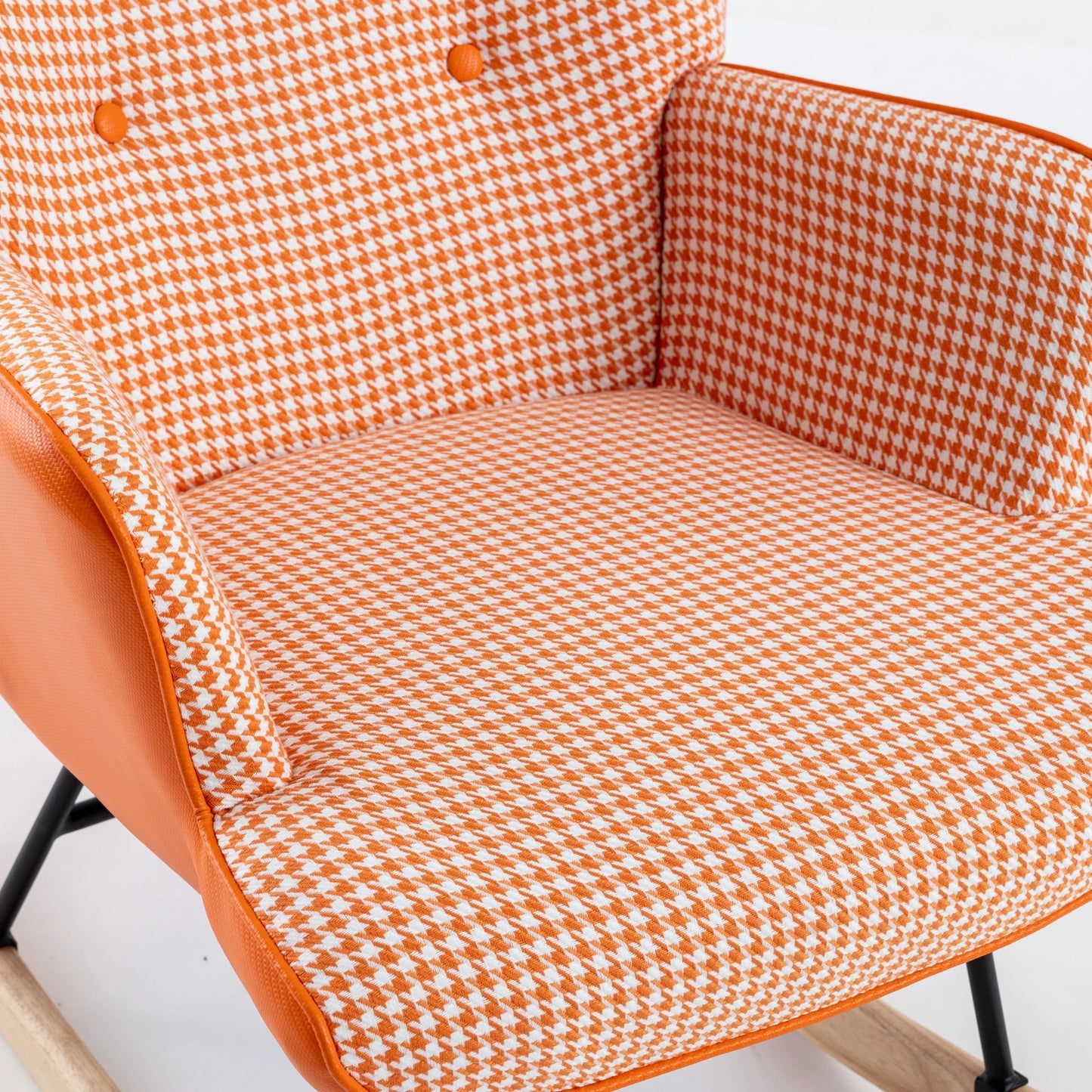 Nursery Rocking Chair Glider With High Back Cotton Linen