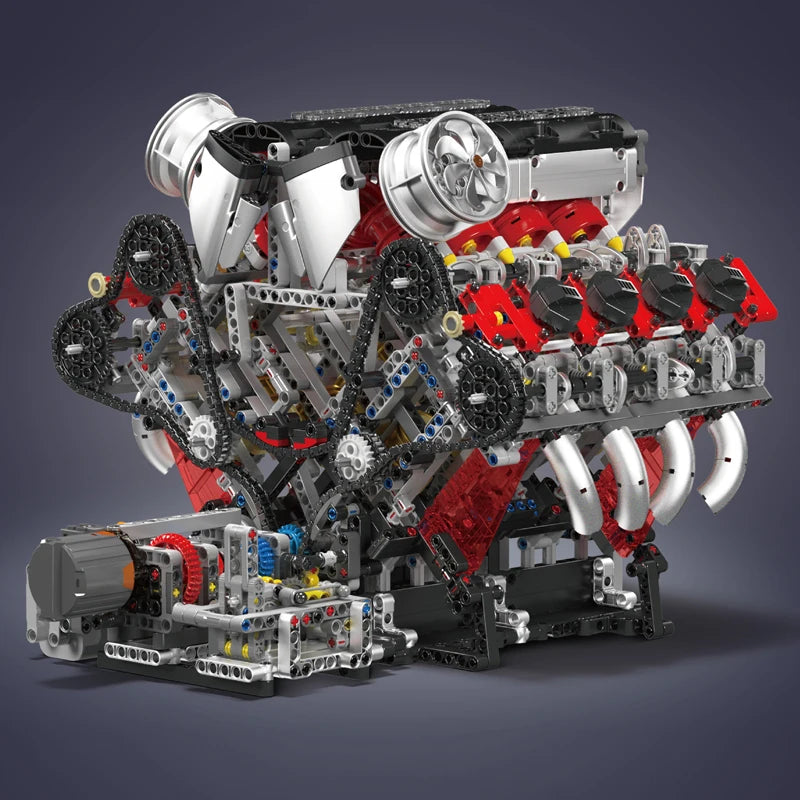 Mould King 10130 F488 Supercar V8 Engine Building Block Set Gift