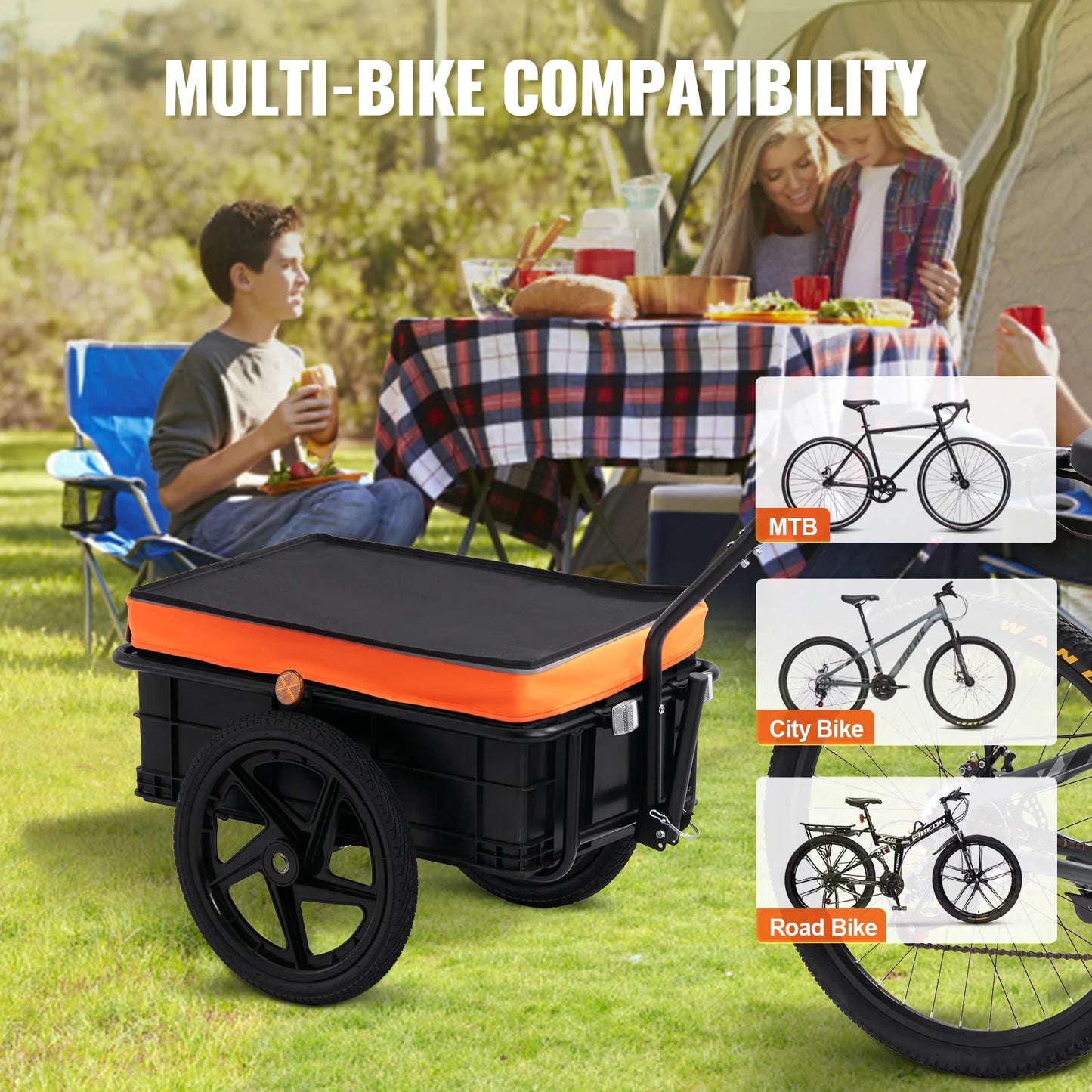 SucceBuy 88Lbs Bike Cargo Trailer Foldable With 16in Wheels