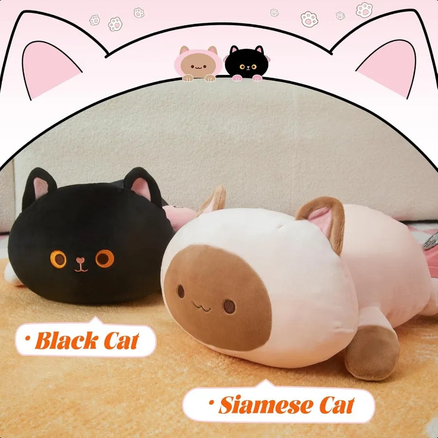 Miniso 19.6 Inch Siamese Cat Plush Toy Stuffed Animal Kawaii Cute Kitten Plush Ultra Soft Rebound Pillow for Boys and Girls