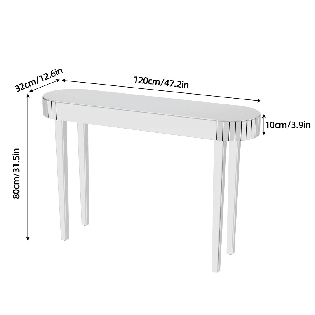 LUVODI Modern Glass Mirror Console Table Crushed Diamond