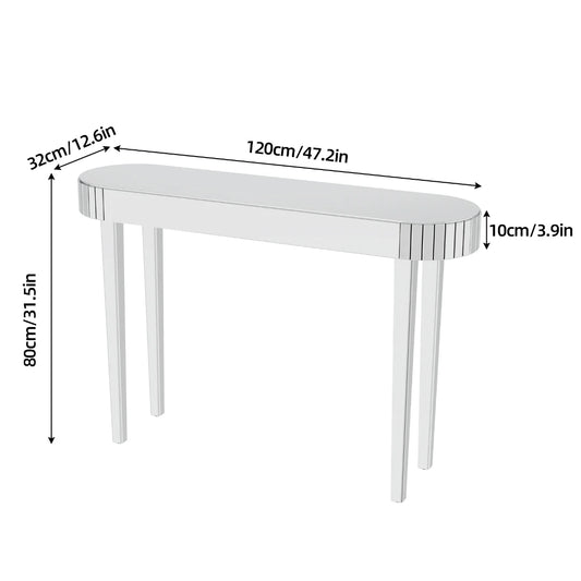 LUVODI Modern Glass Mirror Console Table Crushed Diamond