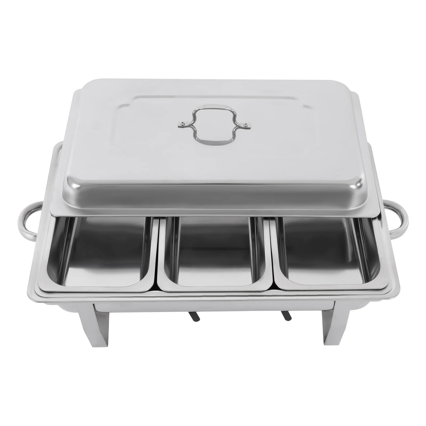 Chafing Dish Buffet Set 3 Grid Stainless Steel Rectangular Catering Warmer Set 63.5 x 35.5 x 32 cm