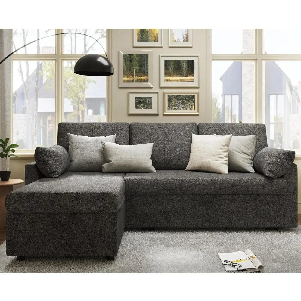 2 In 1 Sleeper Sofa With Pull Out Bed And Storage Chaise