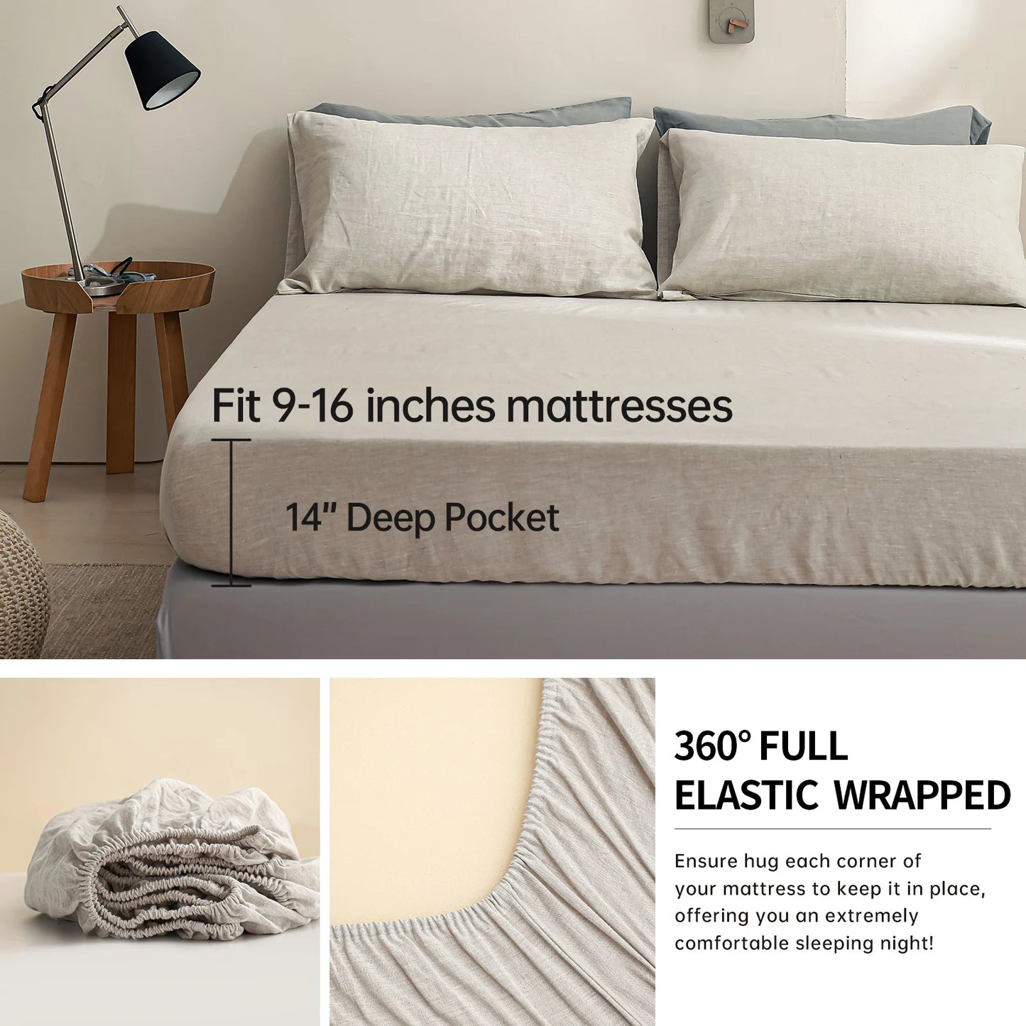 Simple Opulence 3 4 Piece Bed Linen Sheet Set French Flax