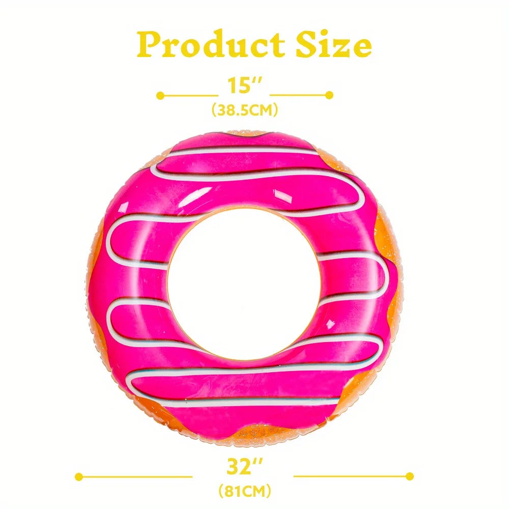 Joyfy 32 5 Inch Donut Pool Float With Glitter 3 Pack Party Supplies