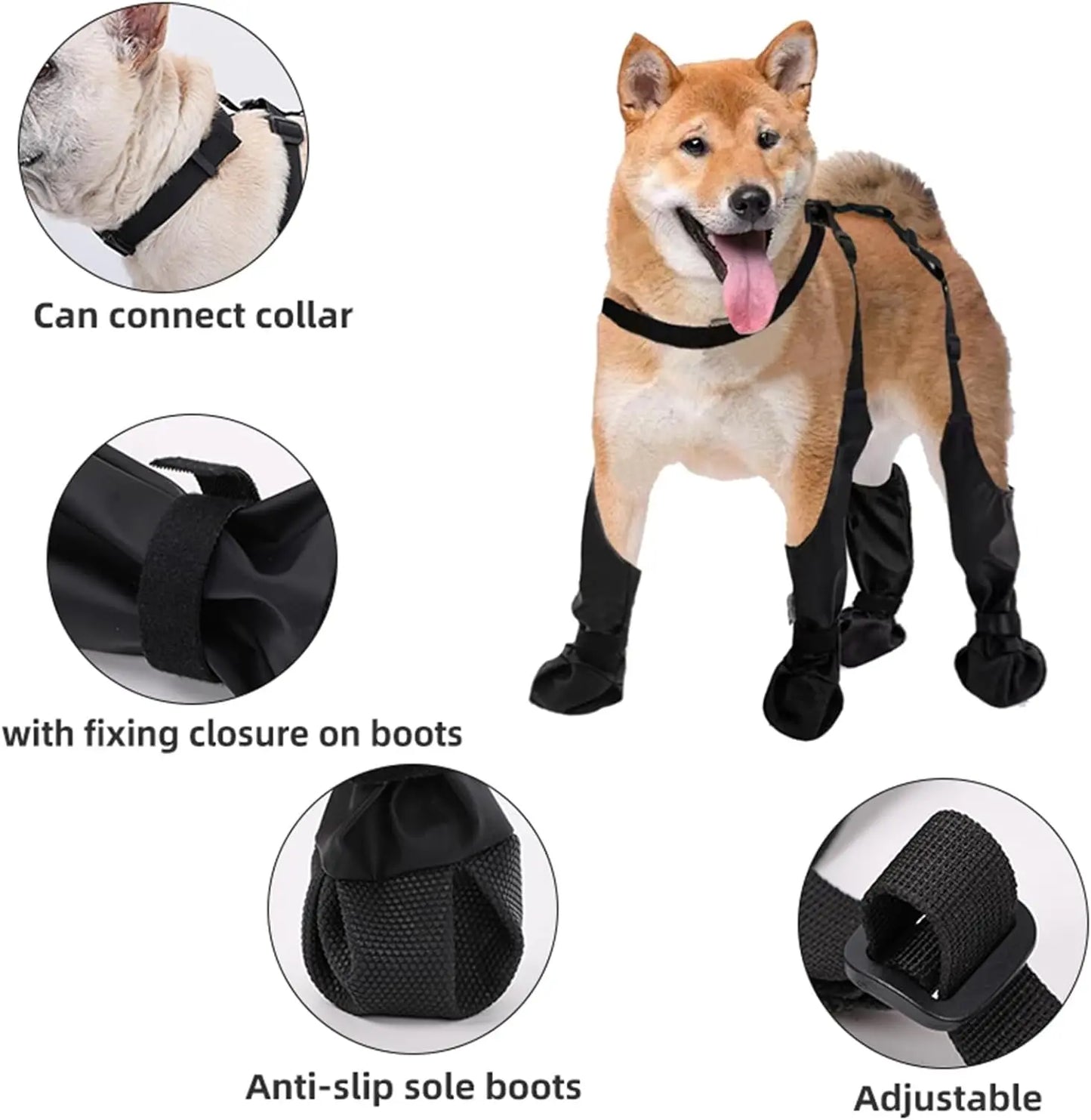 Outdoor Dog Boots With Suspenders Waterproof Paw Protectors For Small Large Dogs