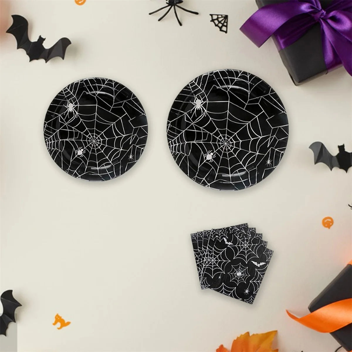 Halloween Pumpkin Tableware 120 Pcs Disposable Dinnerware