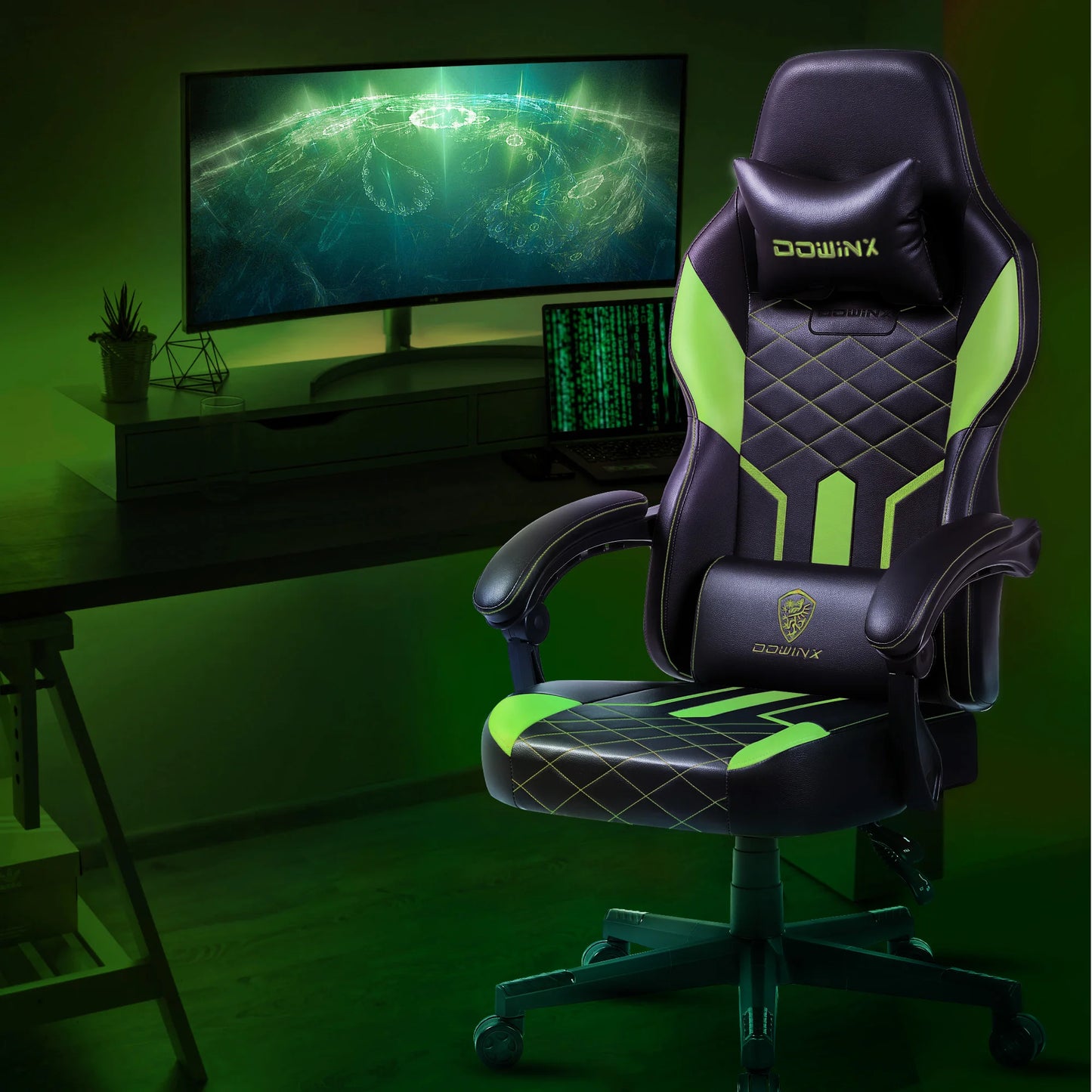 Dowinx Gaming Chair With Pocket Spring Cushion High Back PU Leather 350LBS