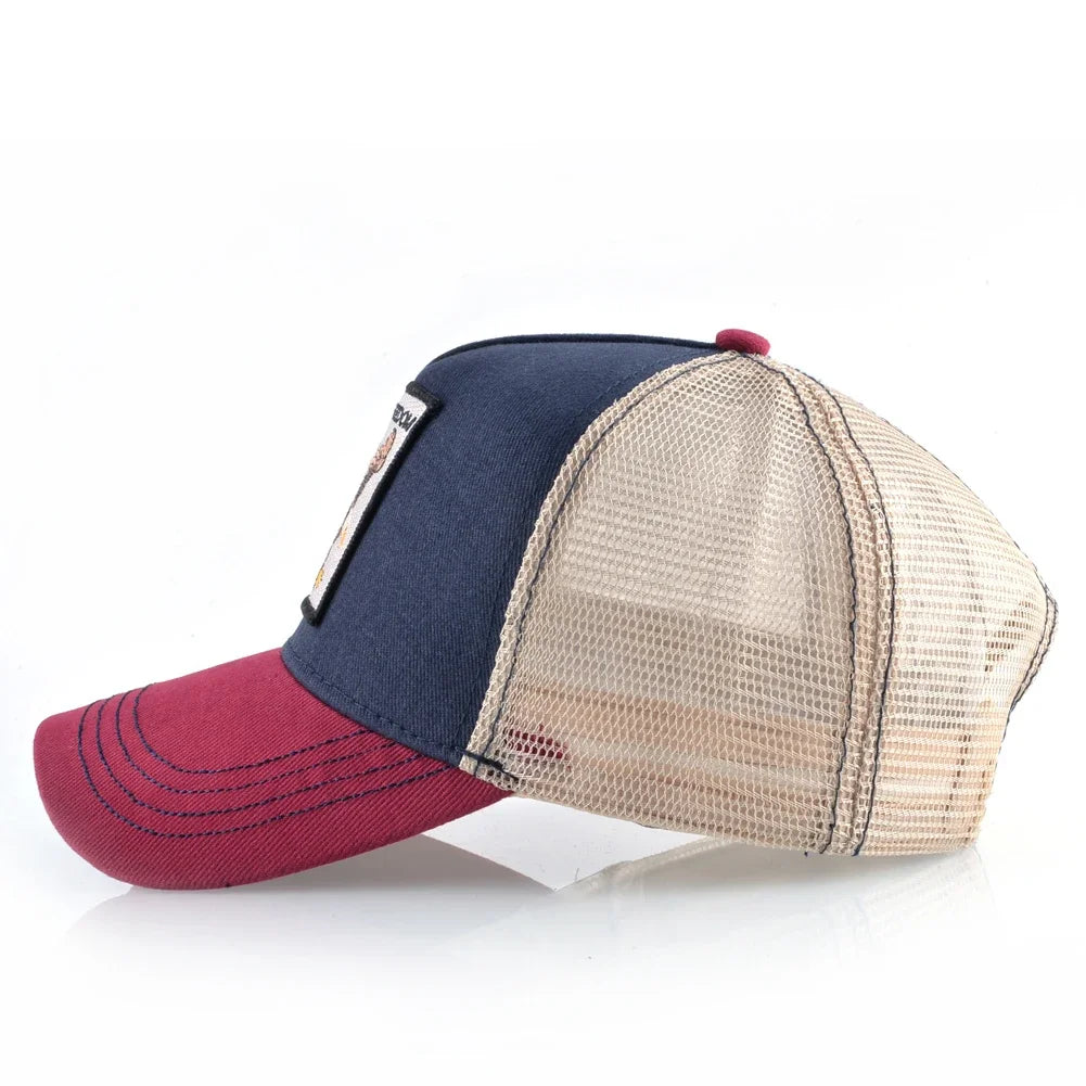 Unisex Embroidered Goat Patch Trucker Cap Four Seasons Snapback Baseball Hat