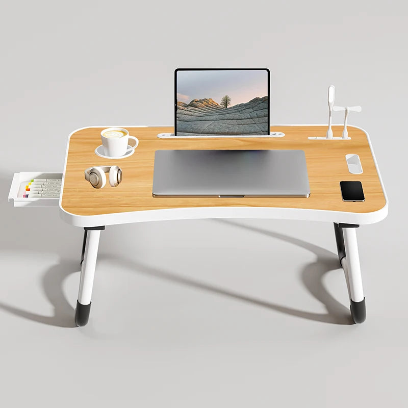 Foldable Portable Laptop Desk With USB Light Cup Holder