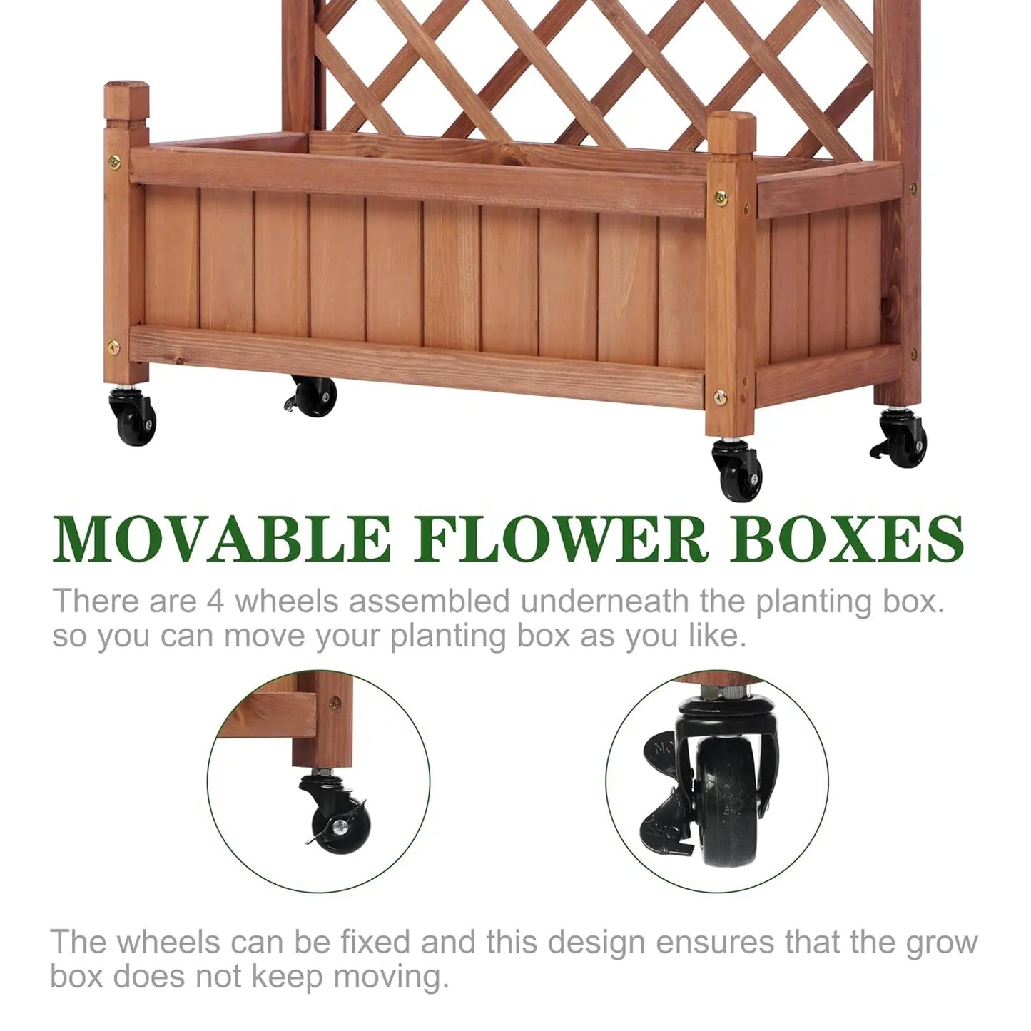 Raised Garden Bed With Trellis Set Of 2 Outdoor Wood Planter Boxes And Stands