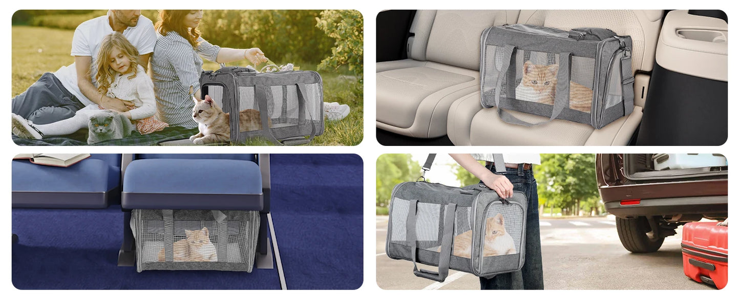 Airline Approved Pet Carrier For Cats And Dogs Soft Travel Bag Breathable Board