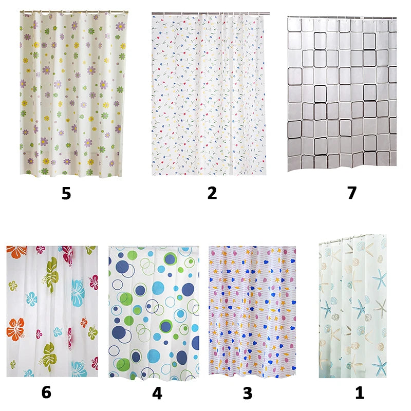 Waterproof PEVA Shower Curtain Set 12 Hooks 71x79 Inches